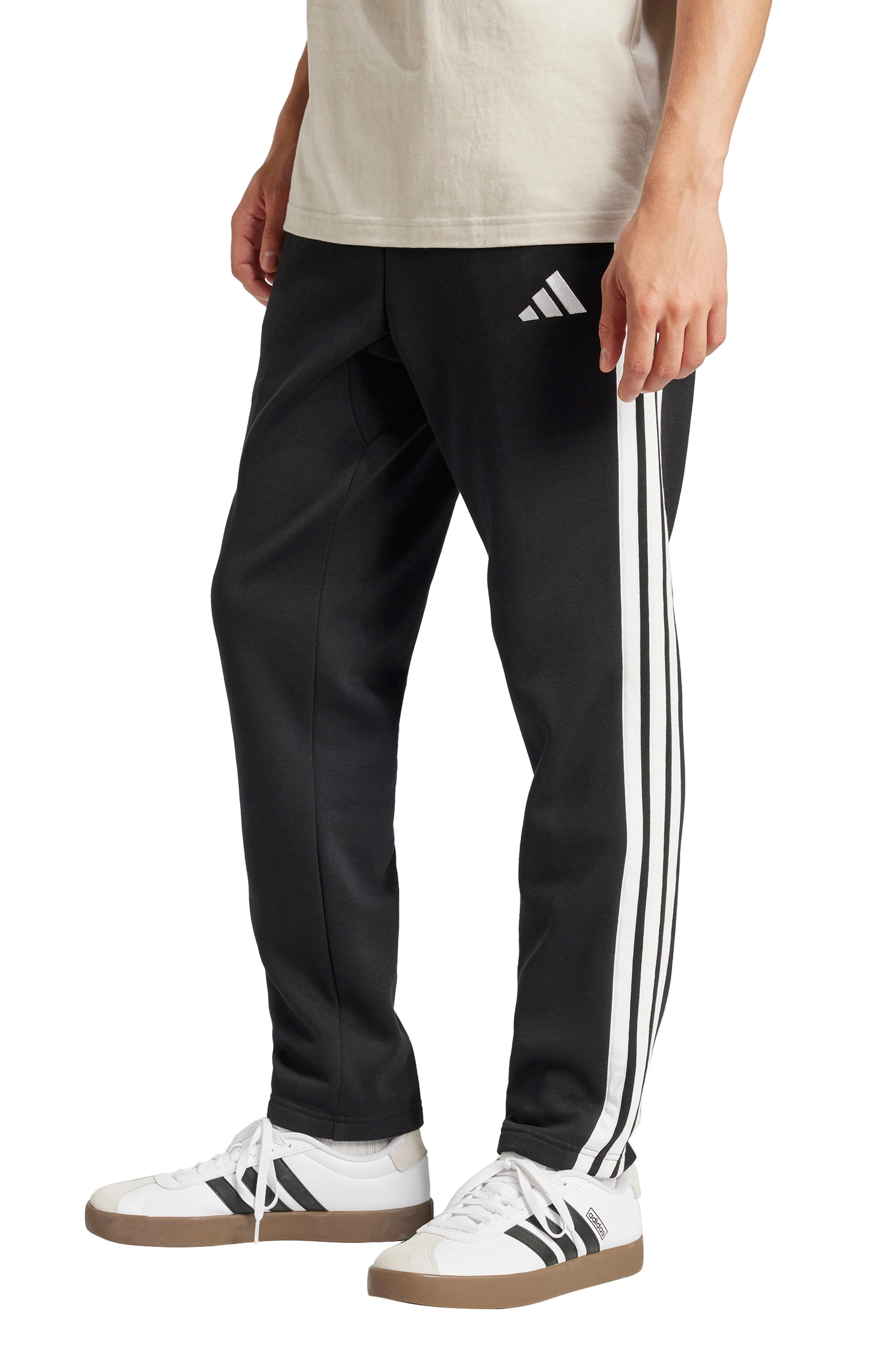 adidas Essentials 3-Stripes Fleece Sweatpants in Black/White at Nordstrom - 1