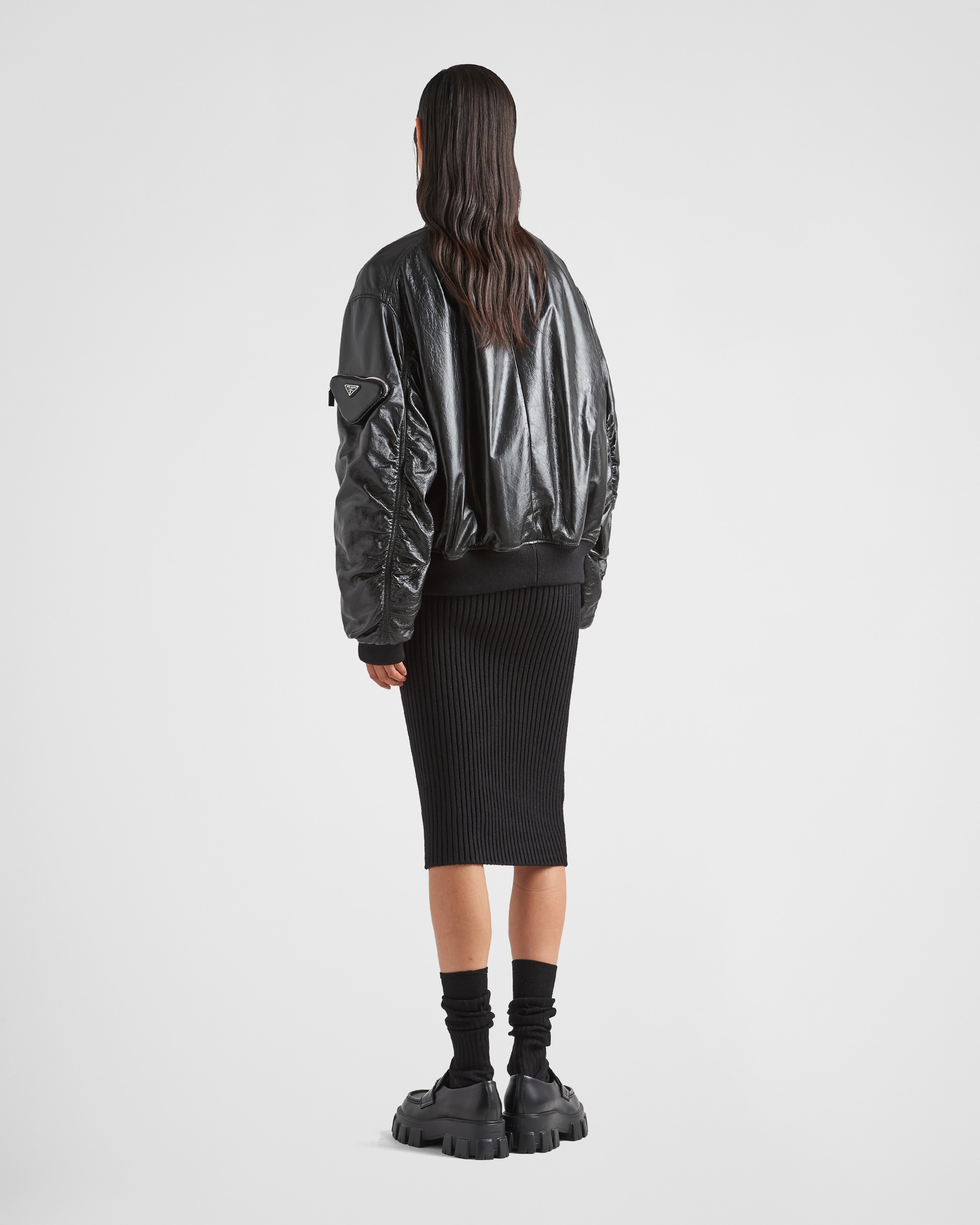 Oversized nappa leather bomber jacket - 5