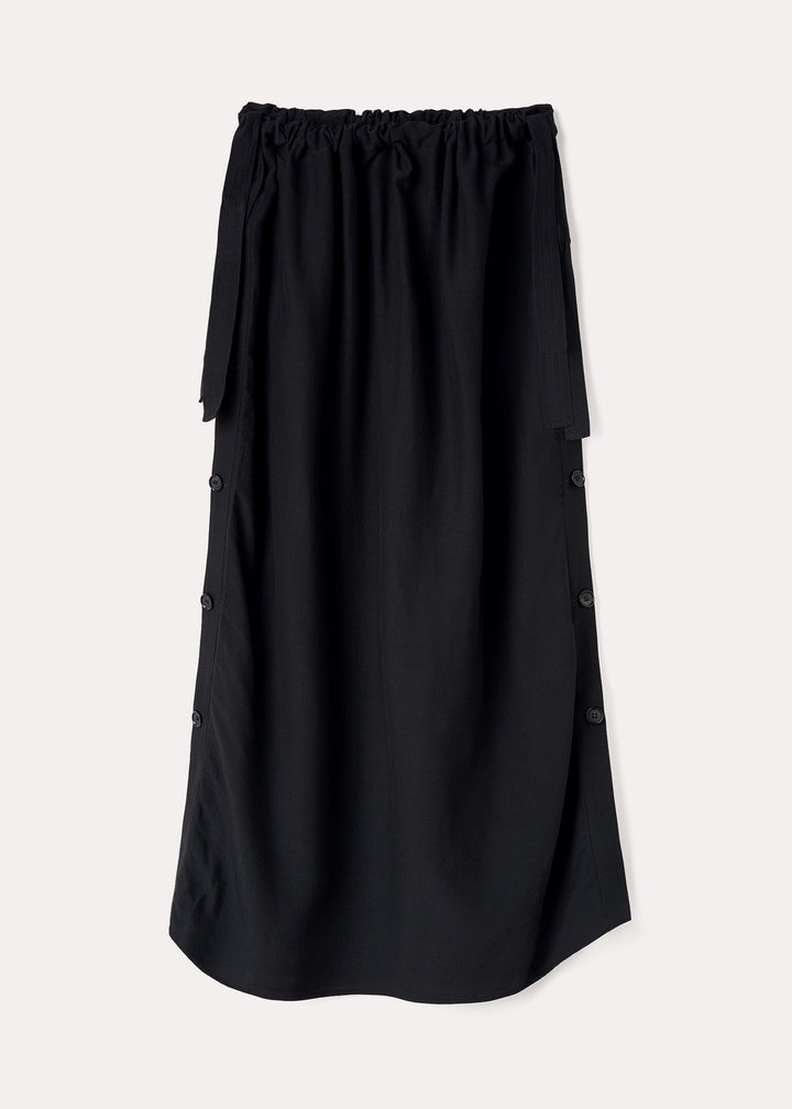Side button drawstring skirt black - 1