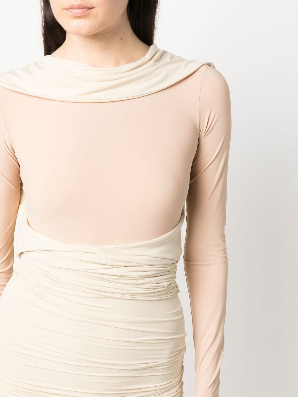 long-sleeve ruched dress - 5