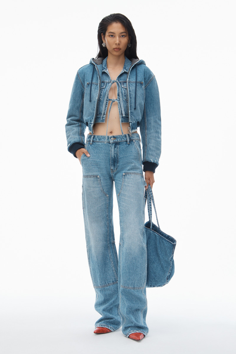 Alexander Wang High-Waist Workwear Pant in Clear Bead Hotfix outlook