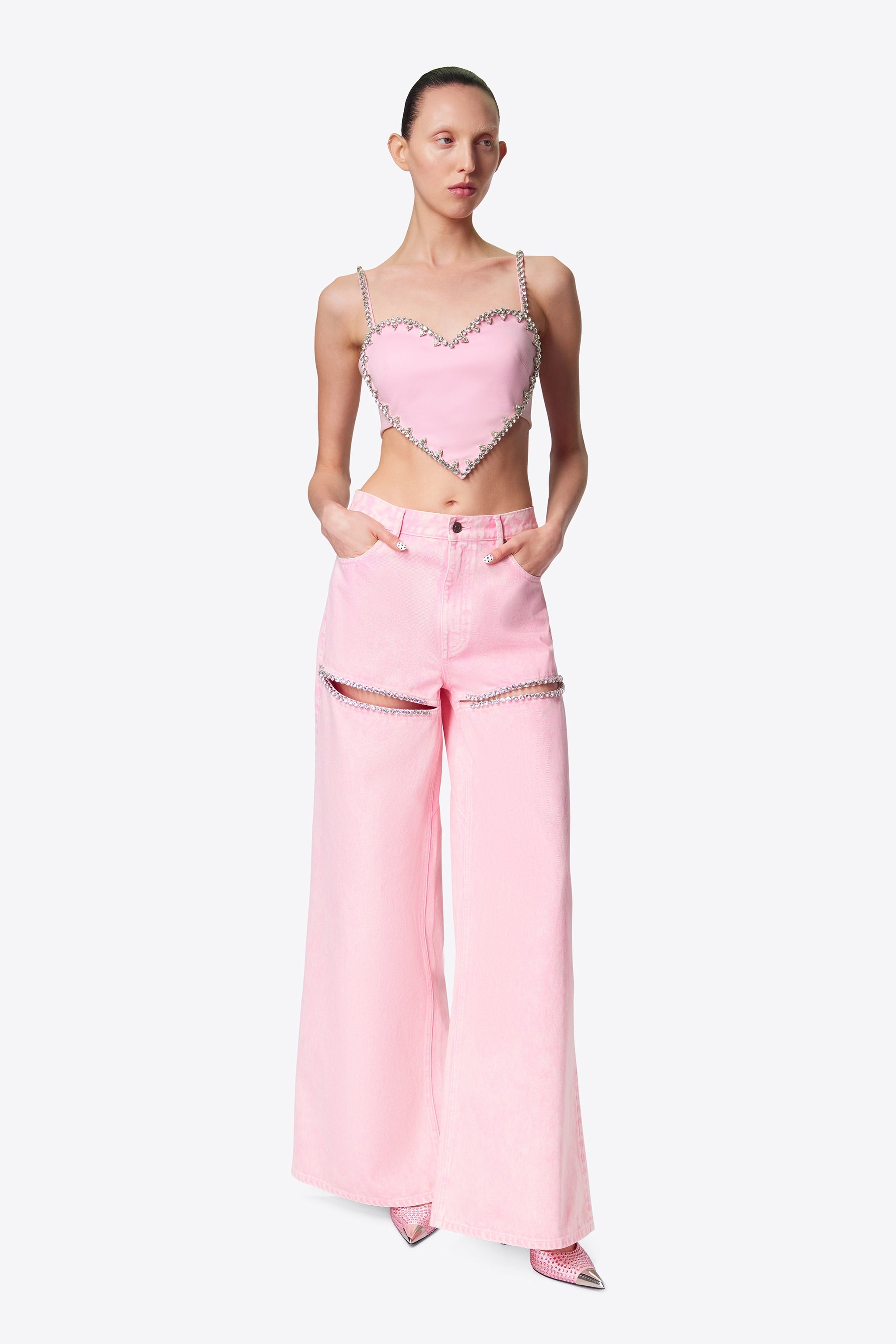 CRYSTAL TRIM HEART TOP - 4
