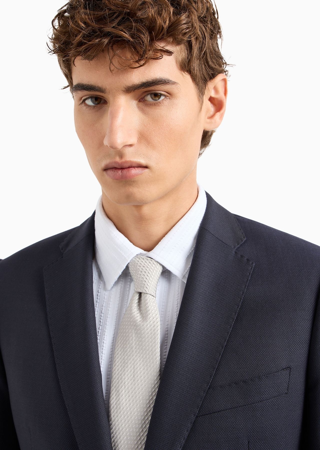 Silk blend tie with jacquard op-art motif - 3