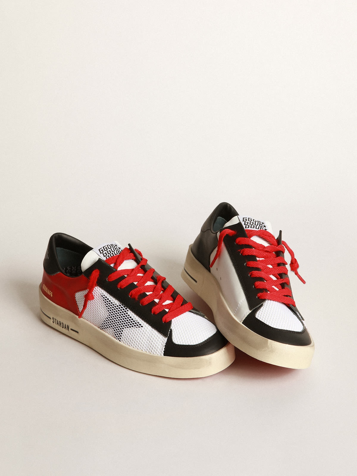 Stardan sneakers in red and white leather with mesh inserts - 2