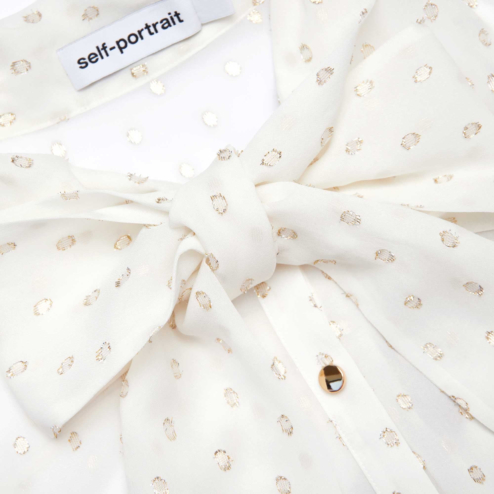 Cream And Gold Chiffon Blouse - 5