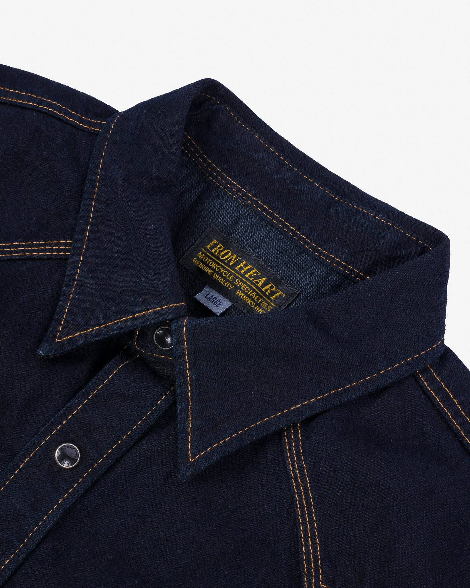 IHSH-33-OD 12oz Selvedge Denim Western Shirt - Indigo Overdyed Black - 11