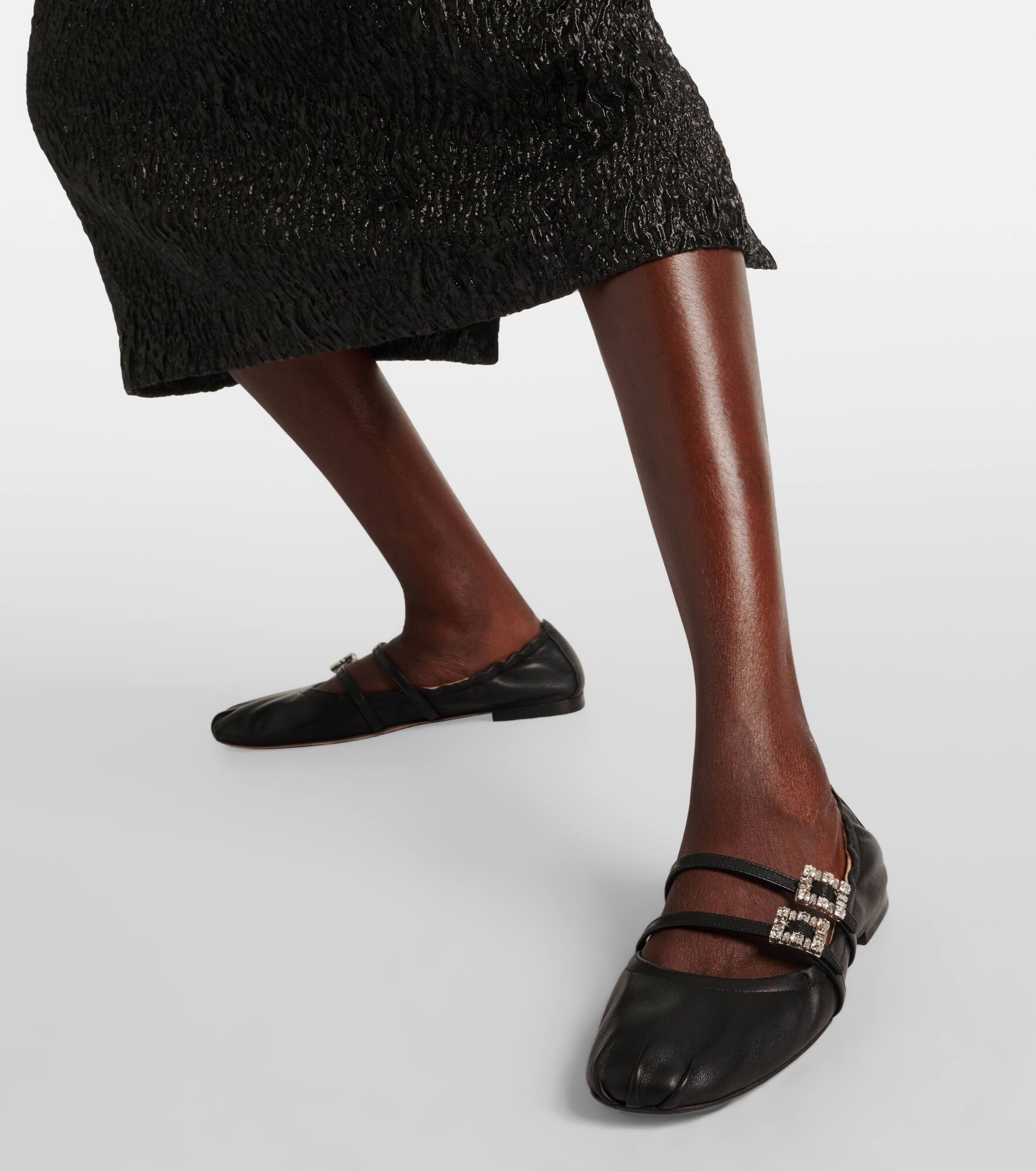 Embellished leather ballet flats - 4