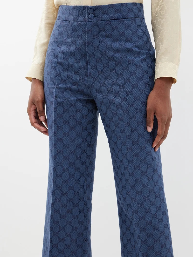 GUCCI GG-jacquard linen-blend trousers | matchesfashion | REVERSIBLE