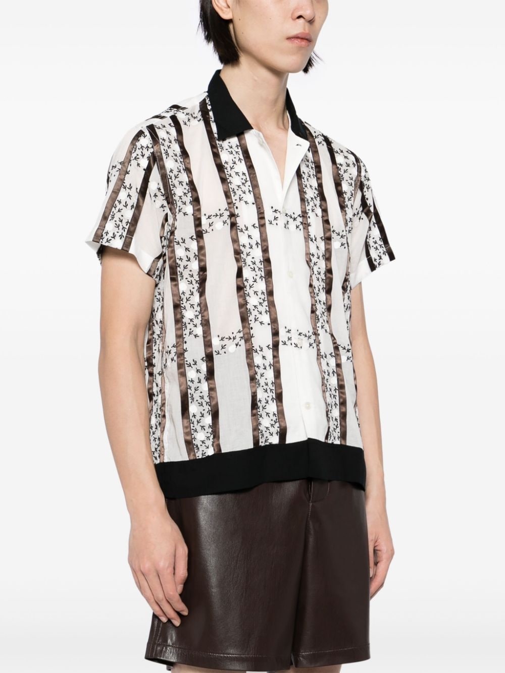 lattice sprig short-sleeved shirt - 3