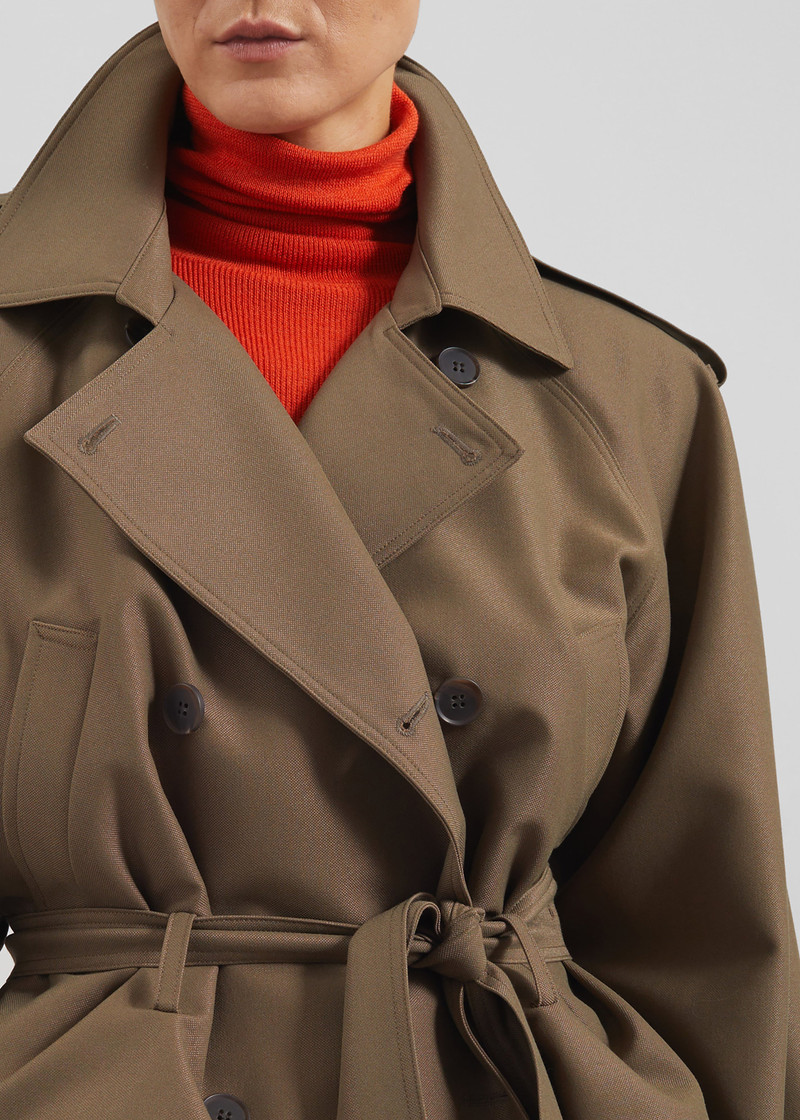 Kinsley Cropped Trench Jacket - Brown 6
