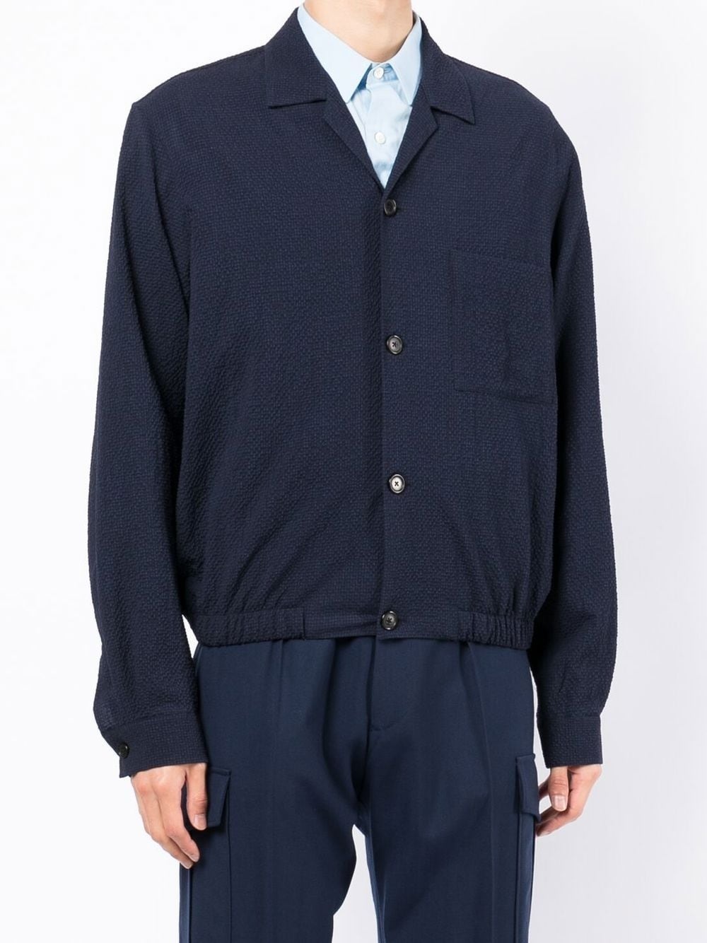 camp-collar wool shirt jacket - 3