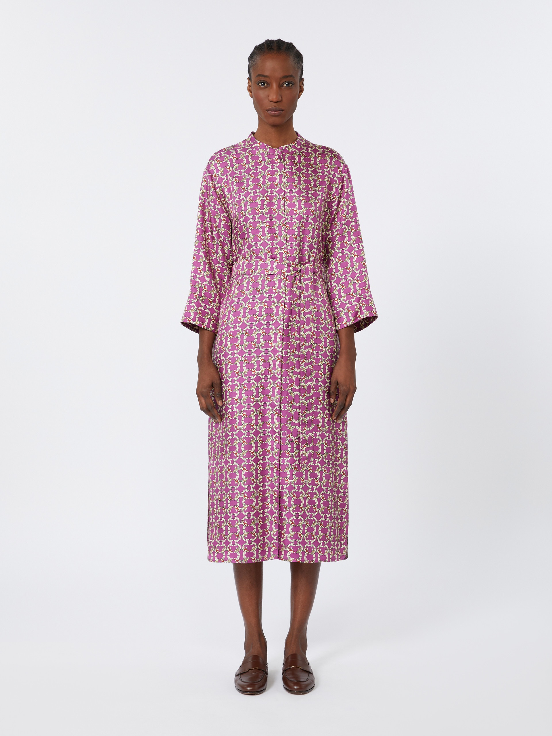 TIMEF Printed silk twill caftan - 3