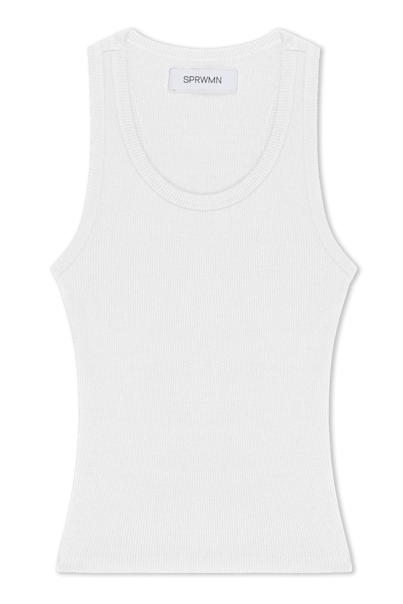 SPRWMN WHITE RIB FITTED SCOOPED TANK outlook
