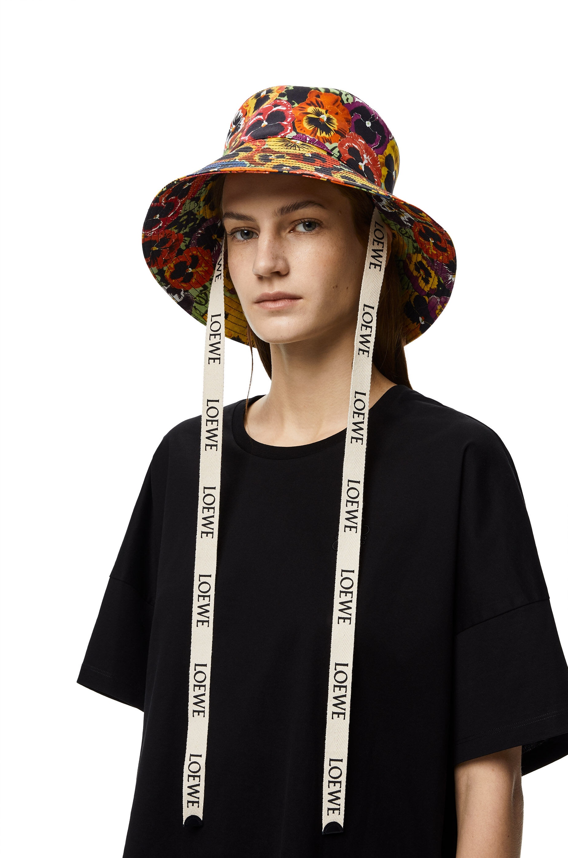 Pansies fisherman hat in canvas and calfskin - 2