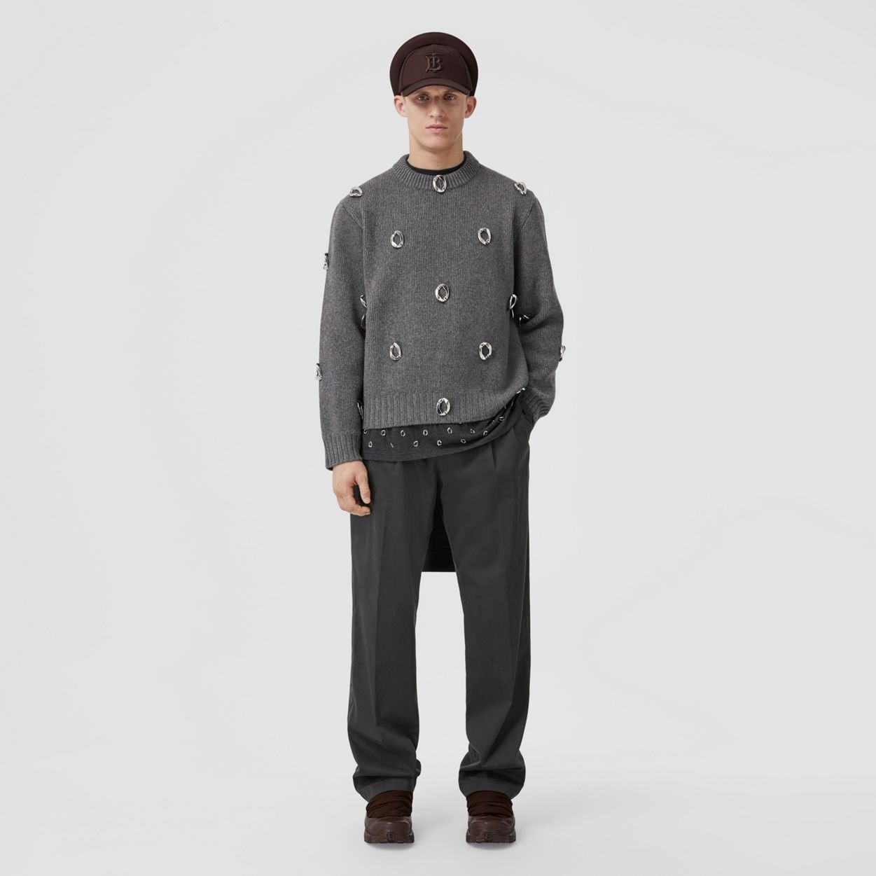 Panel Detail Wool Wide-leg Trousers - 2