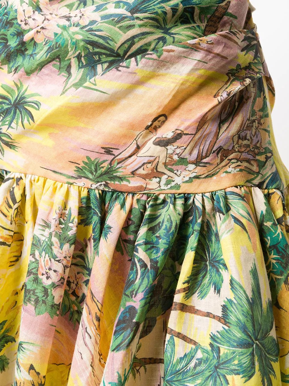 strapless tropical print mini dress - 5