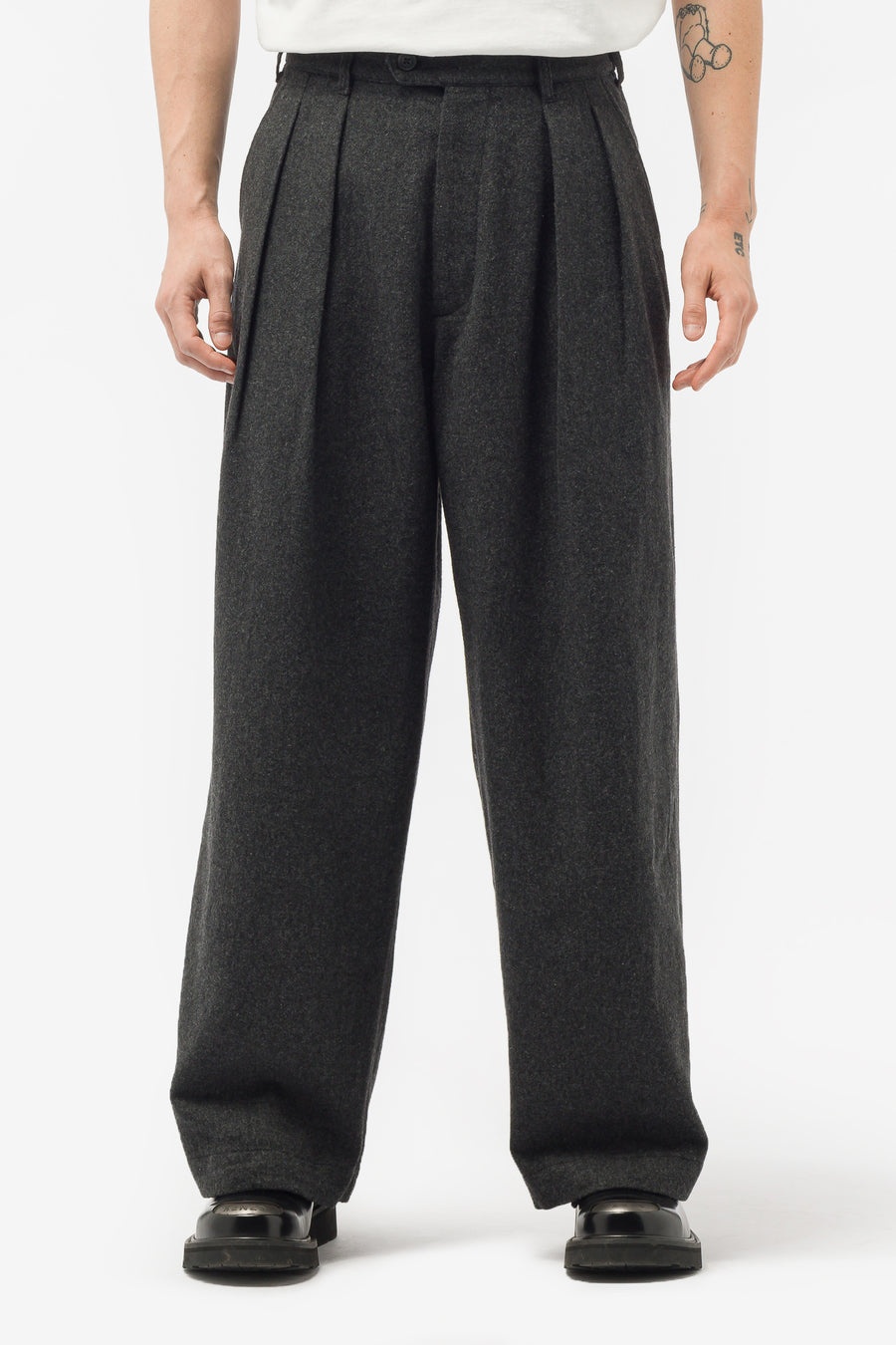 Engineered Garments Oxford Pants in Grey Solid Poly Wool