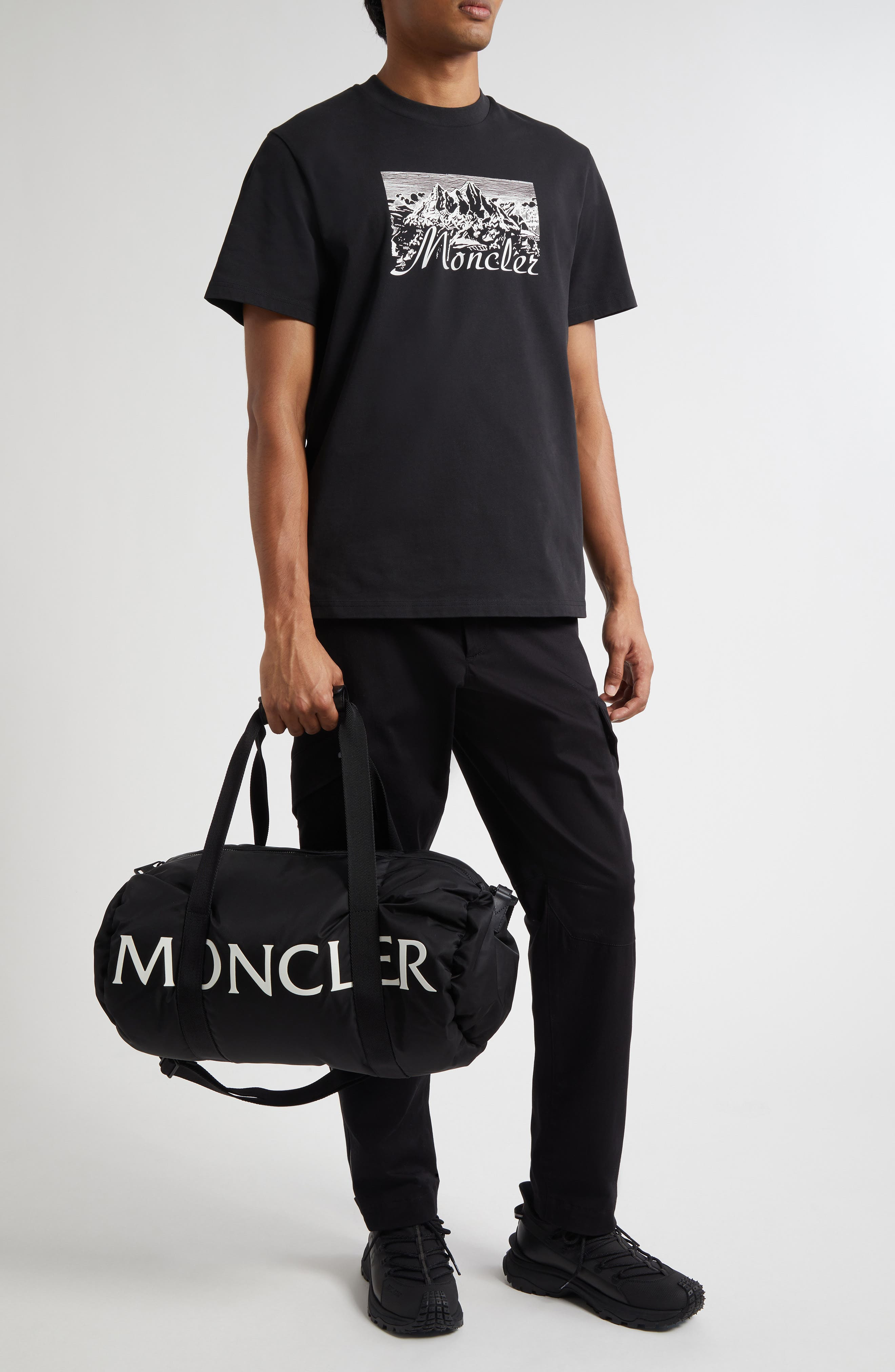 Moncler Black Mountain Logo Cotton Graphic T-Shirt in Smoky Black at Nordstrom - 2