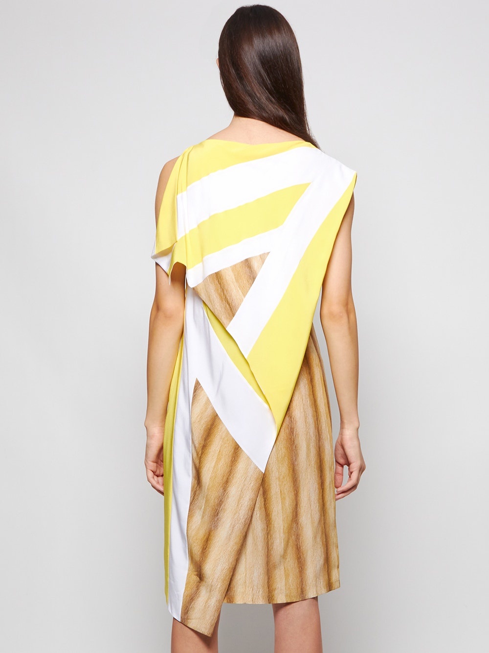 Flag And Animal Print Silk Asymmetric Dress - 5