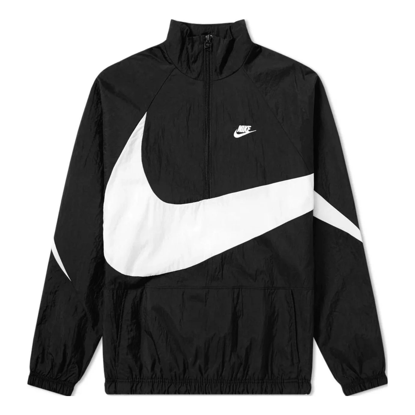 Nike Swoosh Half Zip Woven Jacket 'Black White' AJ2696-010 - 1