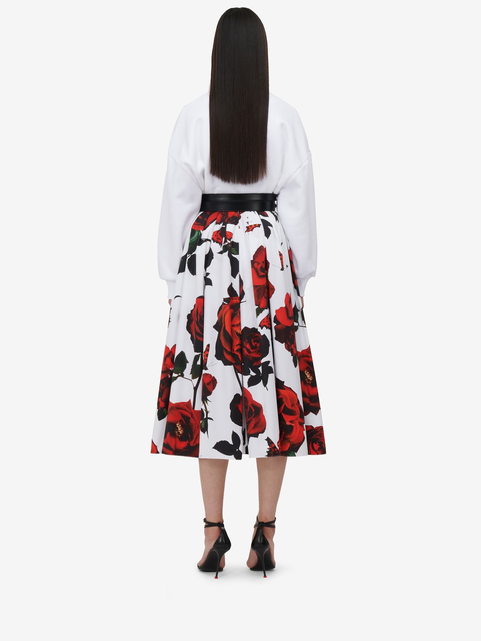 Women's Pleated Midi Skirt in Optic White - 4