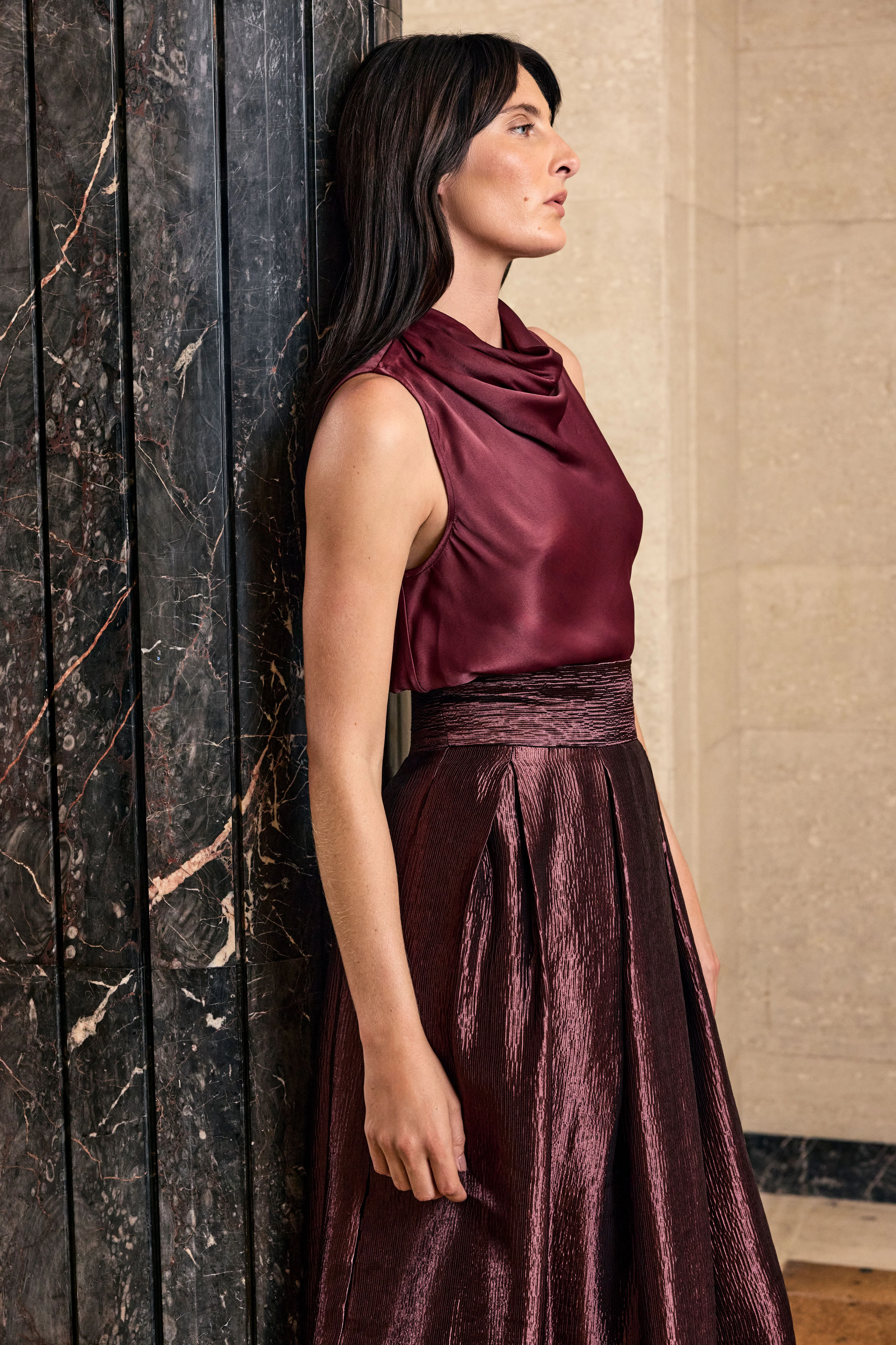 Harper's Bazaar Petite Metallic Textured Prom Skirt - 1