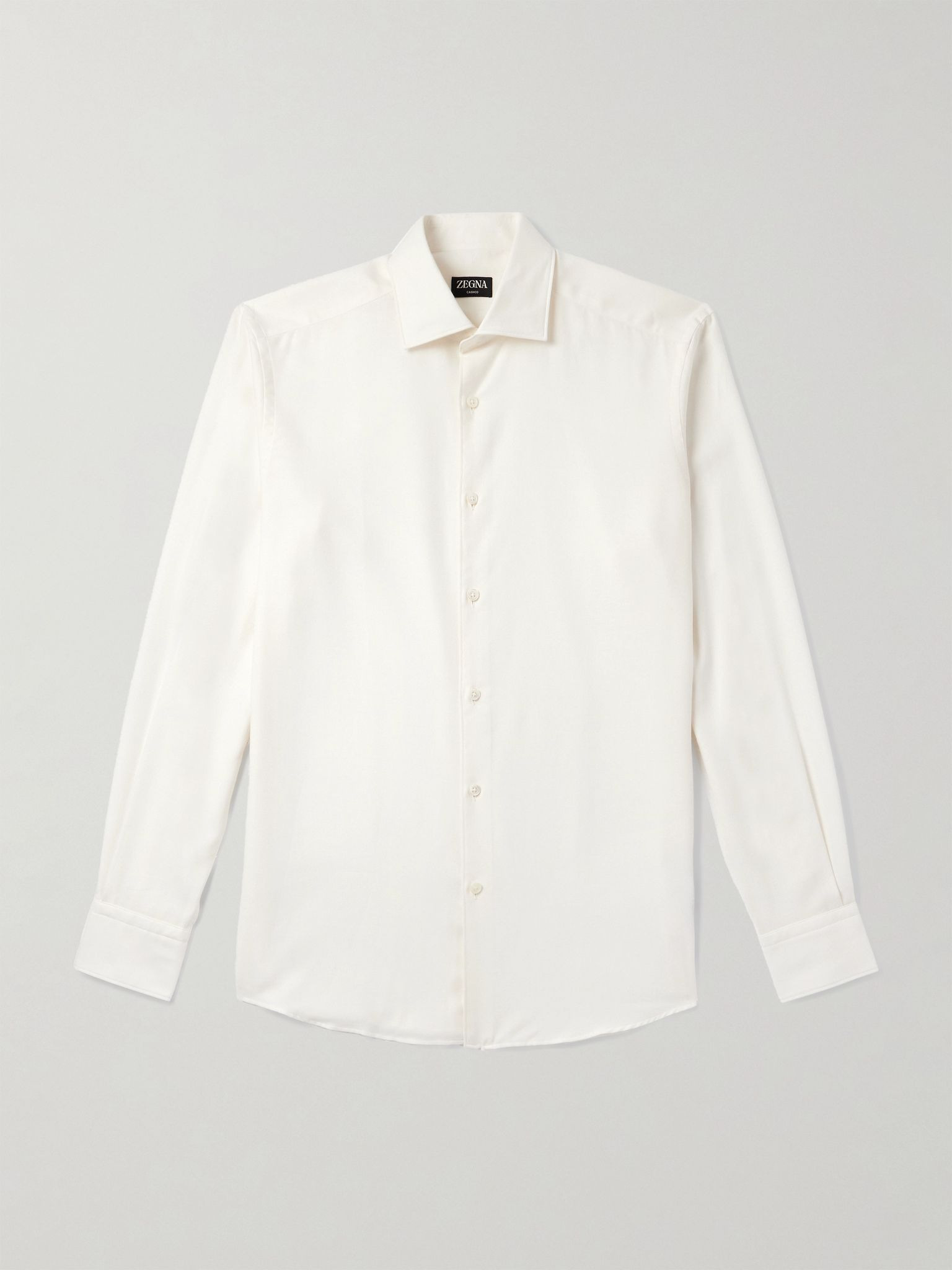 Cotton and Cashmere-Blend Twill Shirt White - 1