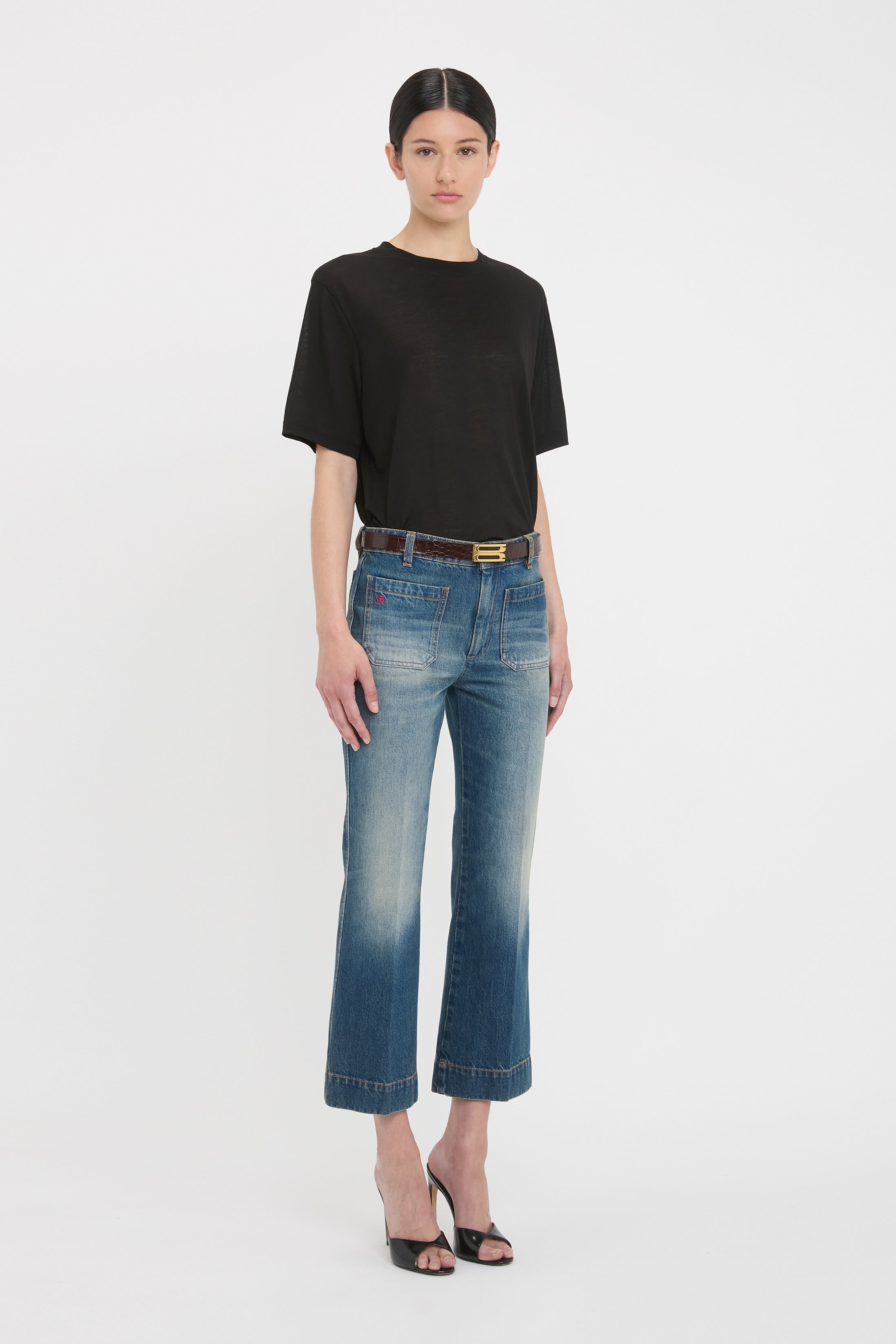 Classic Cotton Crepe T-Shirt In Black - 3