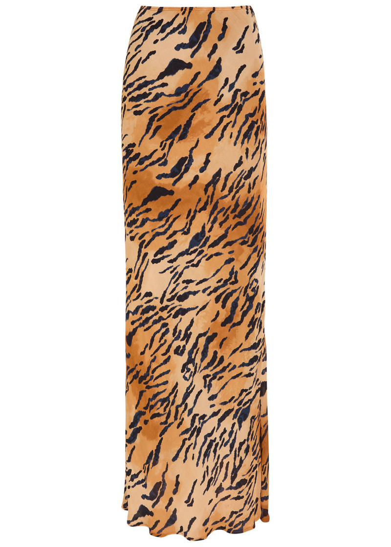 Never Fully Dressed Dorris Tiger-print Chiffon Maxi Skirt 1