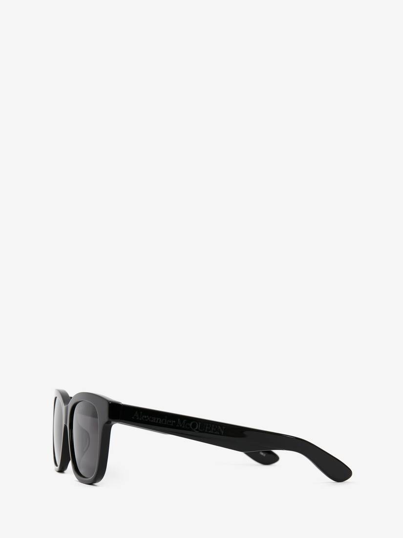 Men's McQueen Angled Rectangular Sunglasses in Black - 2