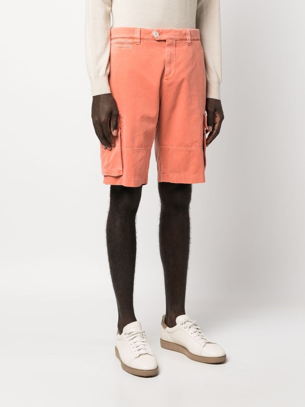 off-centre cotton cargo shorts - 3