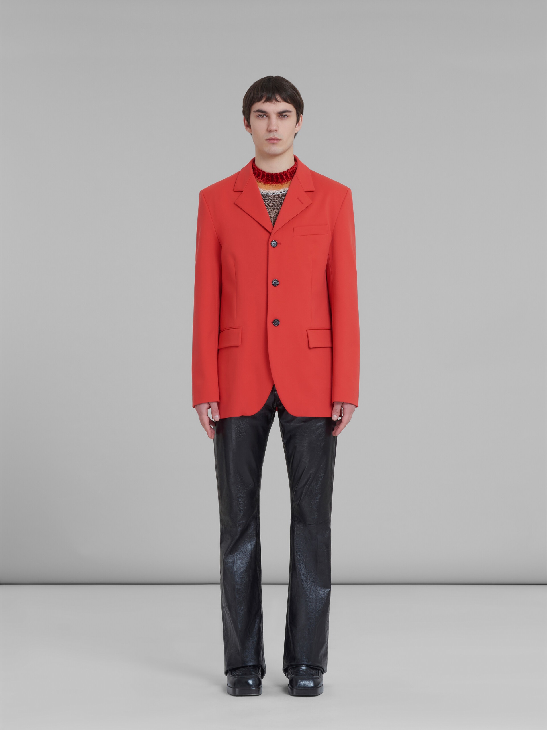 RED SINGLE-BREASTED BLAZER IN STRETCH-JERSEY - 2