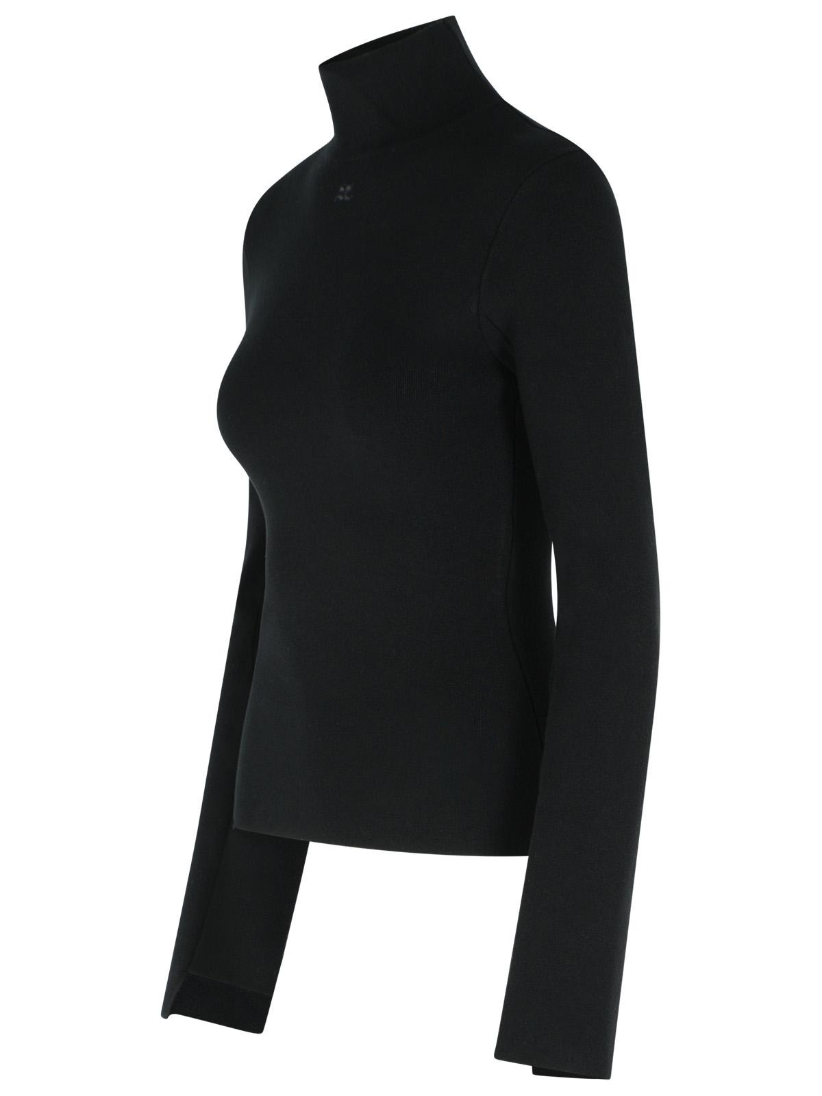 Courreges Turtleneck Sweater In Black Viscose Blend Women - 2