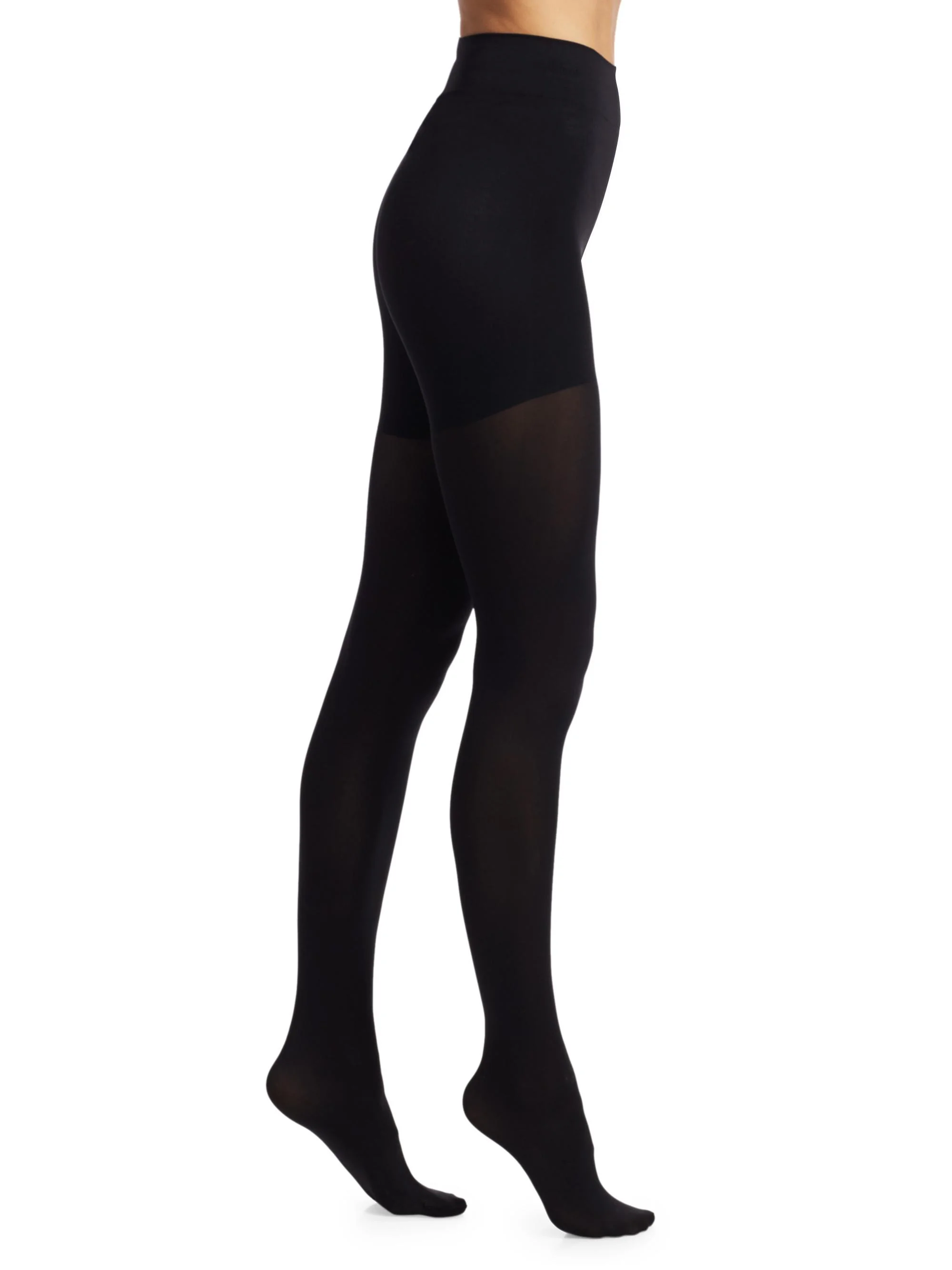 Women's Tummy Control Top Tights - Black - 1