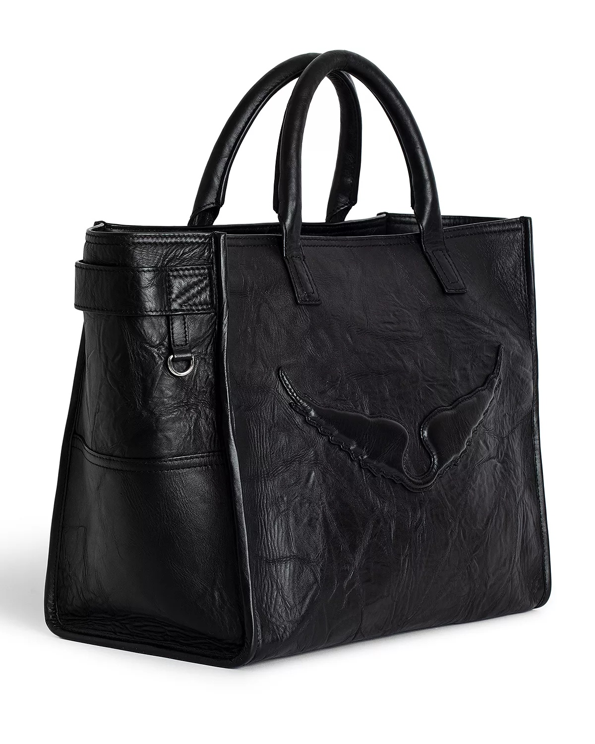 Angel Wings Crinkle Leather Tote Bag - 3
