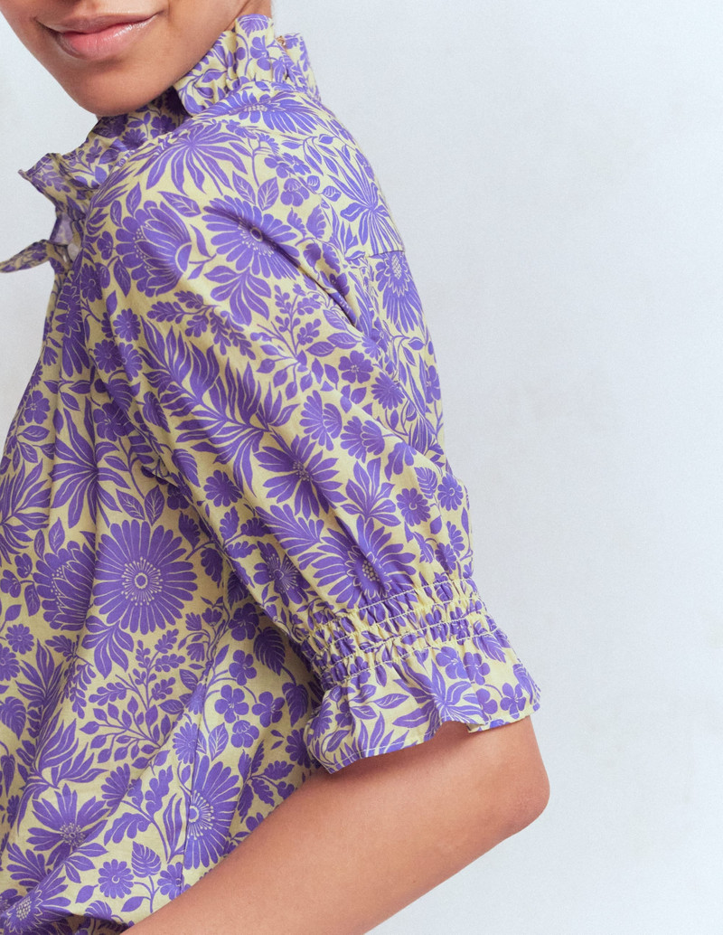 Heather Smocked Sleeve Top-Han Purple, Flowerbed Bloom 3