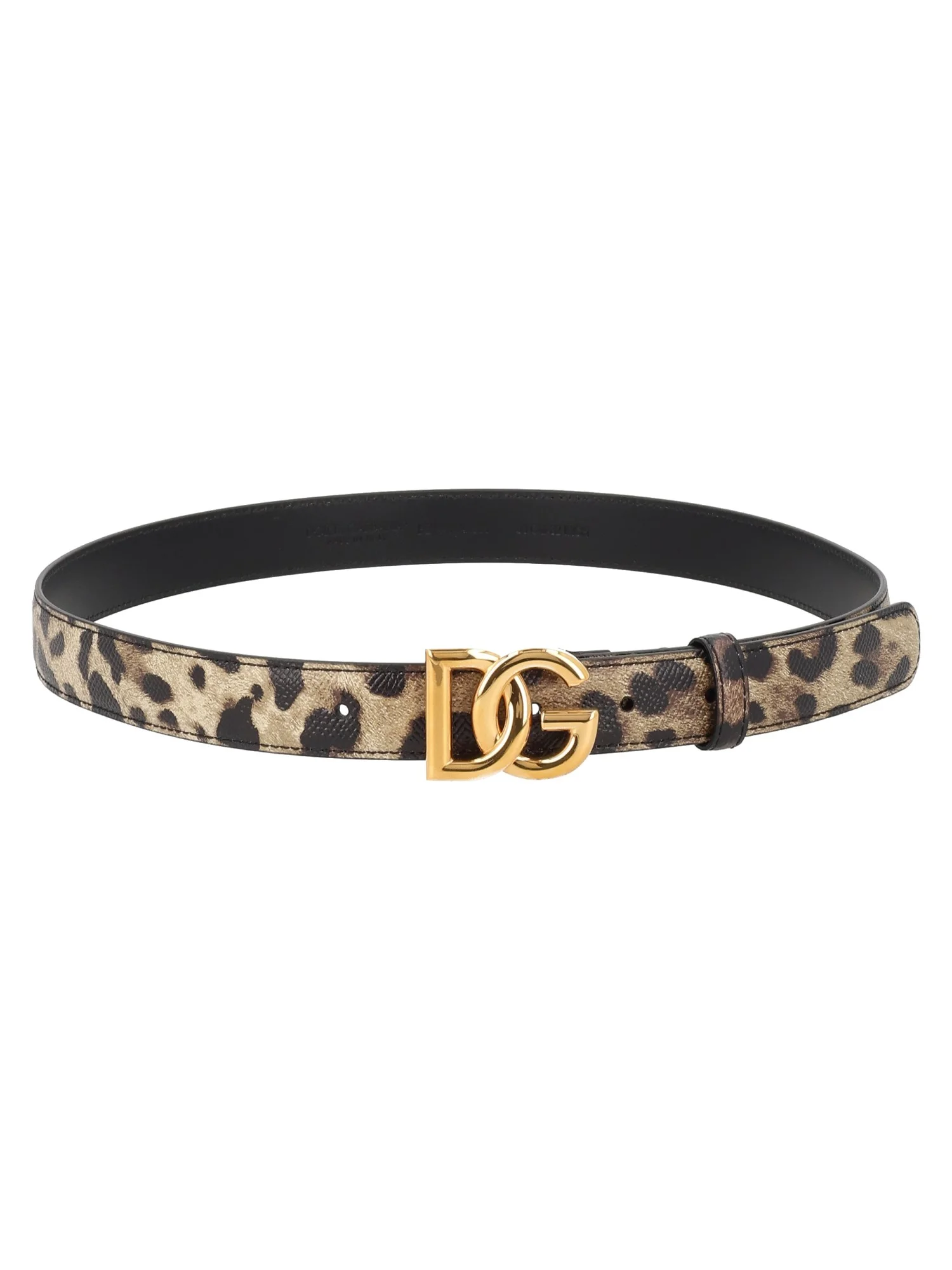 Cintura in Pelle di Vitello Lucida Stampa Leo con Logo DG - 1