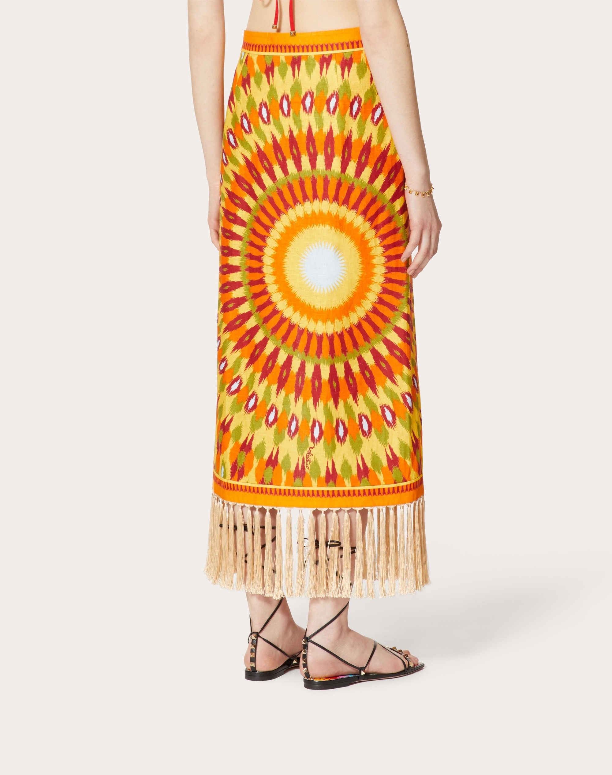 ROUND RAIN PRINT LINEN SKIRT - 4