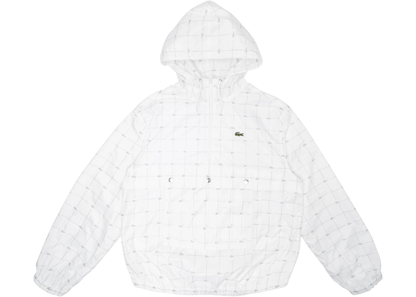 Supreme LACOSTE Reflective Grid Nylon Anorak White - 1
