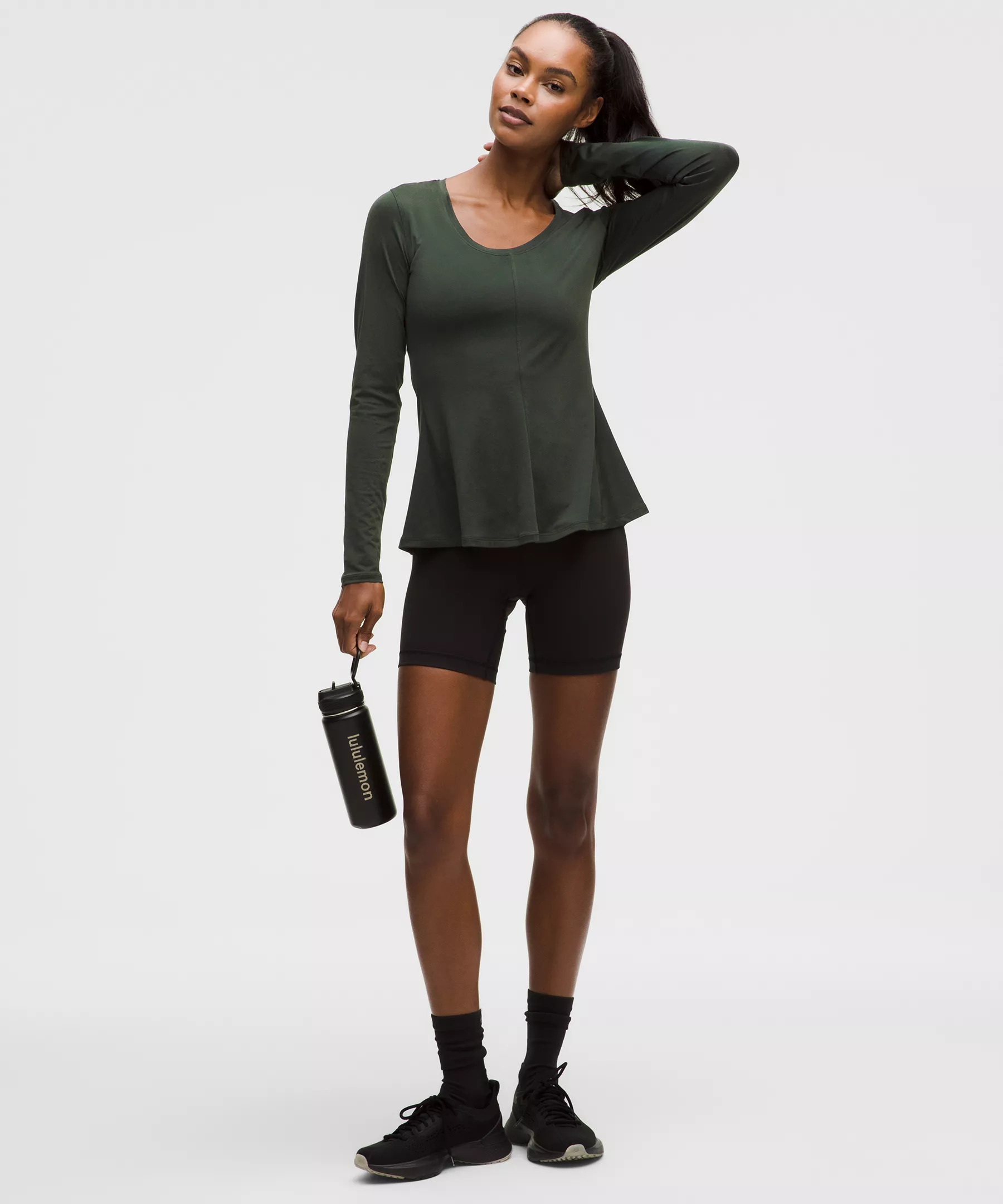 Lightweight Flowy Hem Long-Sleeve Shirt - 2