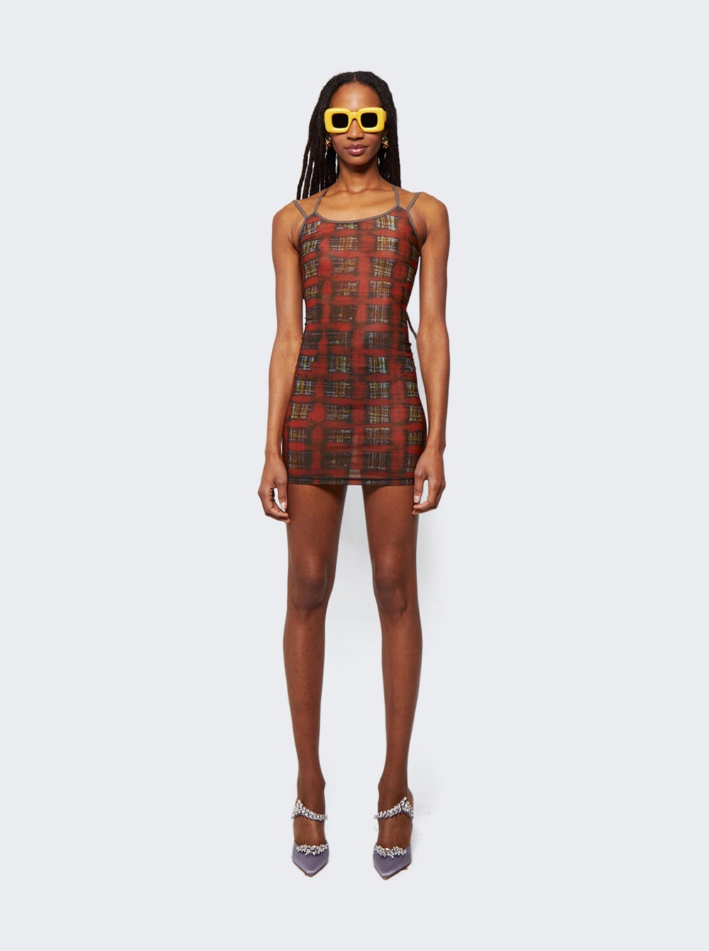 Multi Strap Sport Dress with Logo Acid Plaid Ginger Red - 2