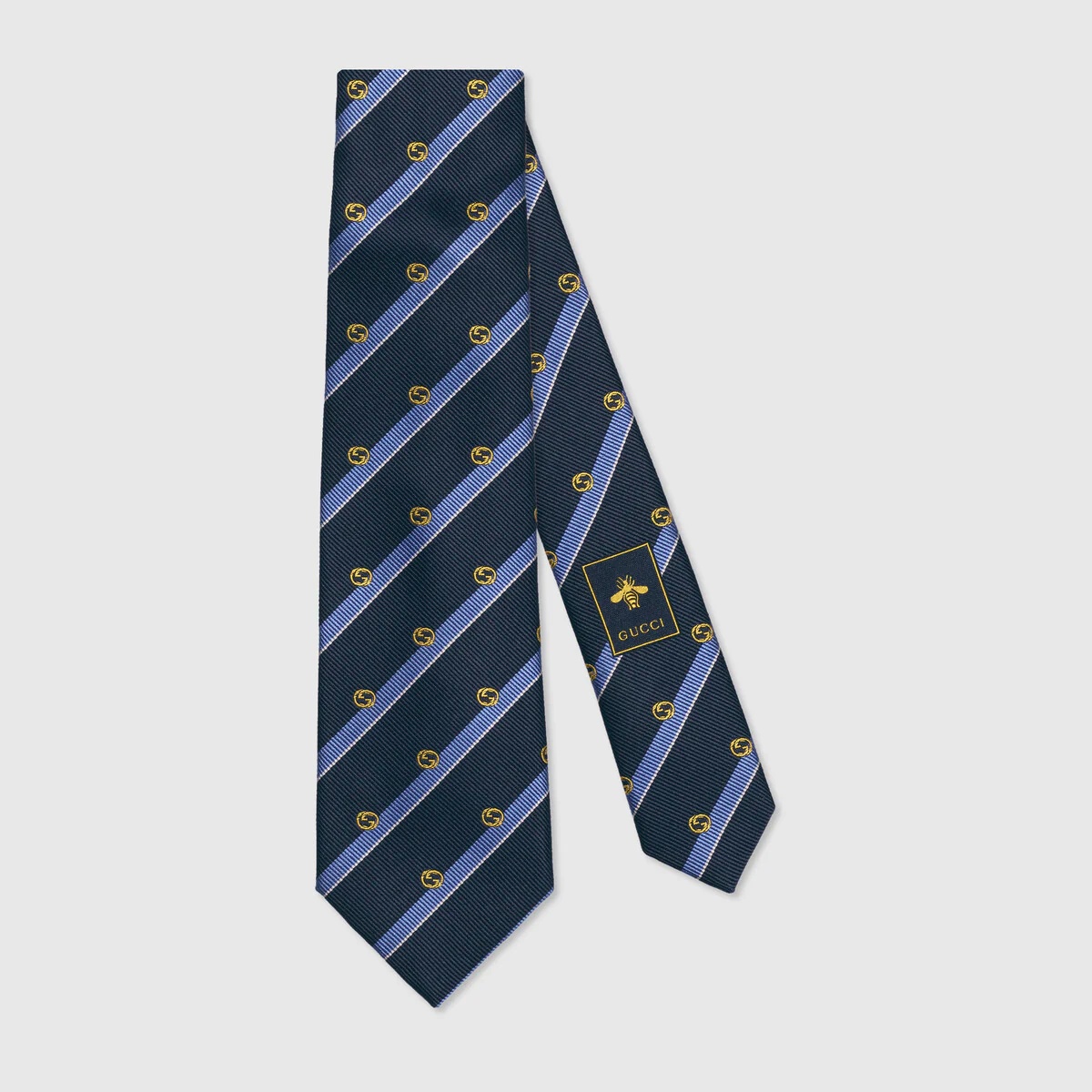 Striped silk tie with Interlocking G - 1