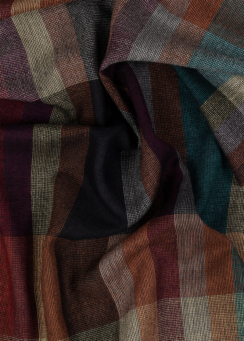 Wool-Silk 'Signature Stripe Check' Scarf 4