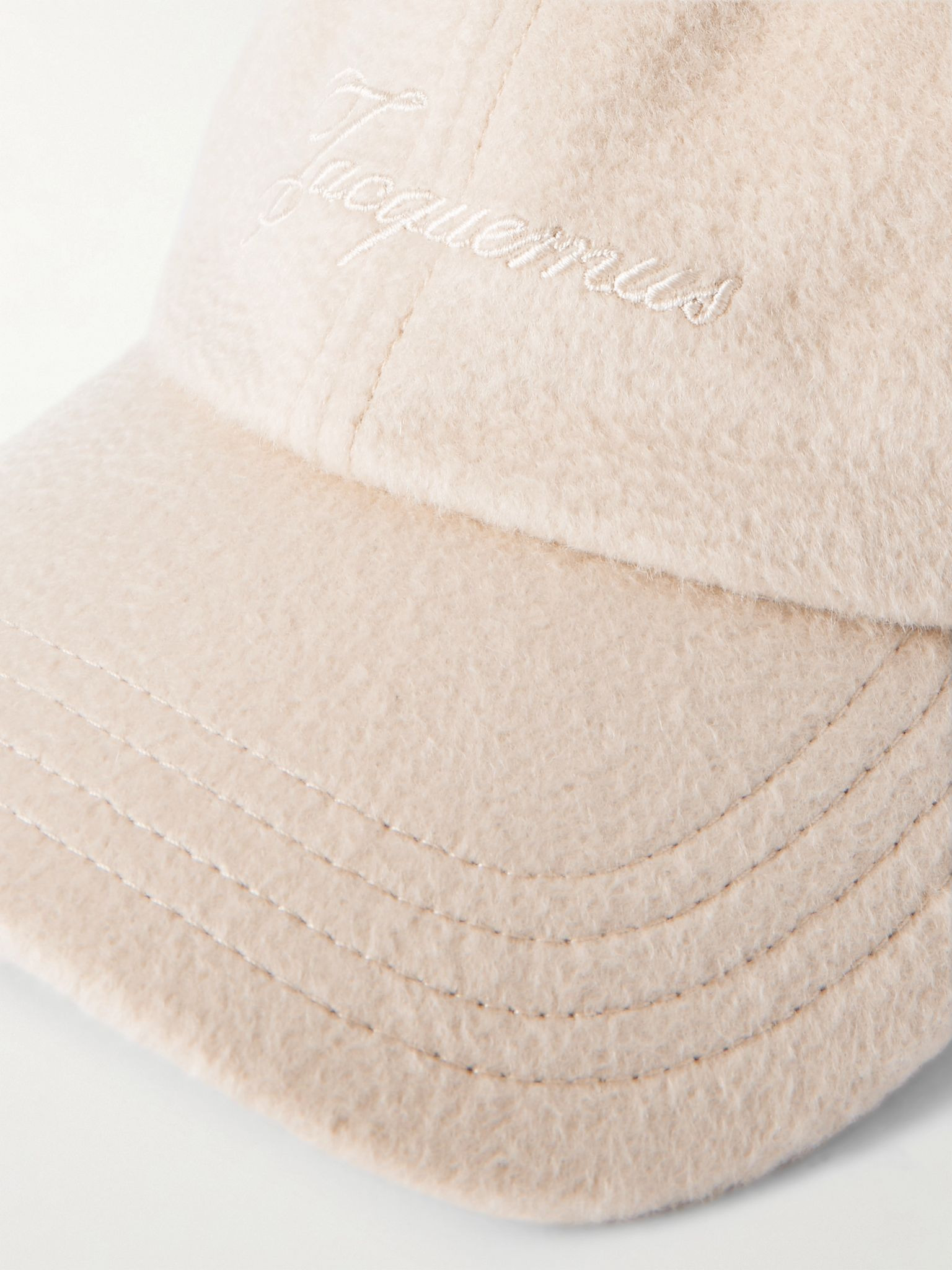 Embroidered wool baseball cap Beige - 3