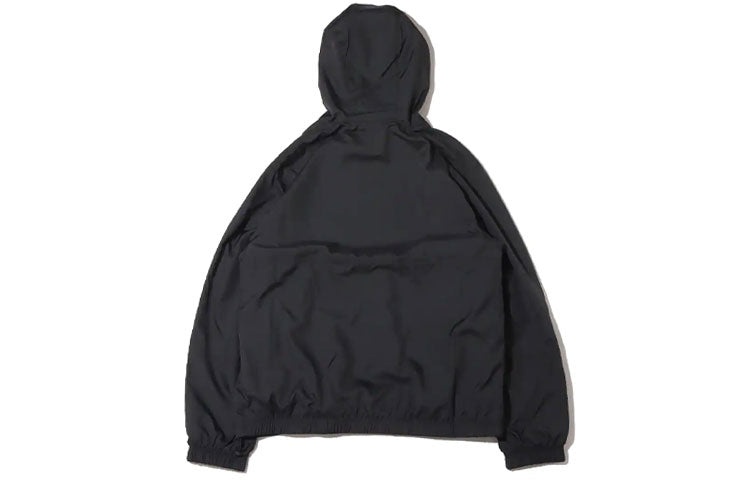 Men's Jordan Logo Printing Loose Hooded Half Zipper Jacket Black DJ0247-010 - 2