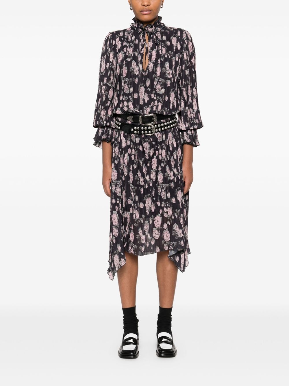 flora-printed georgette dress - 2