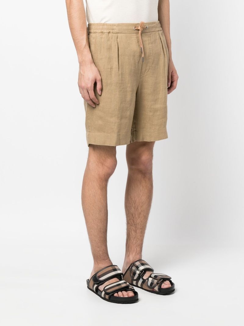 drawstring-fastening linen shorts - 3