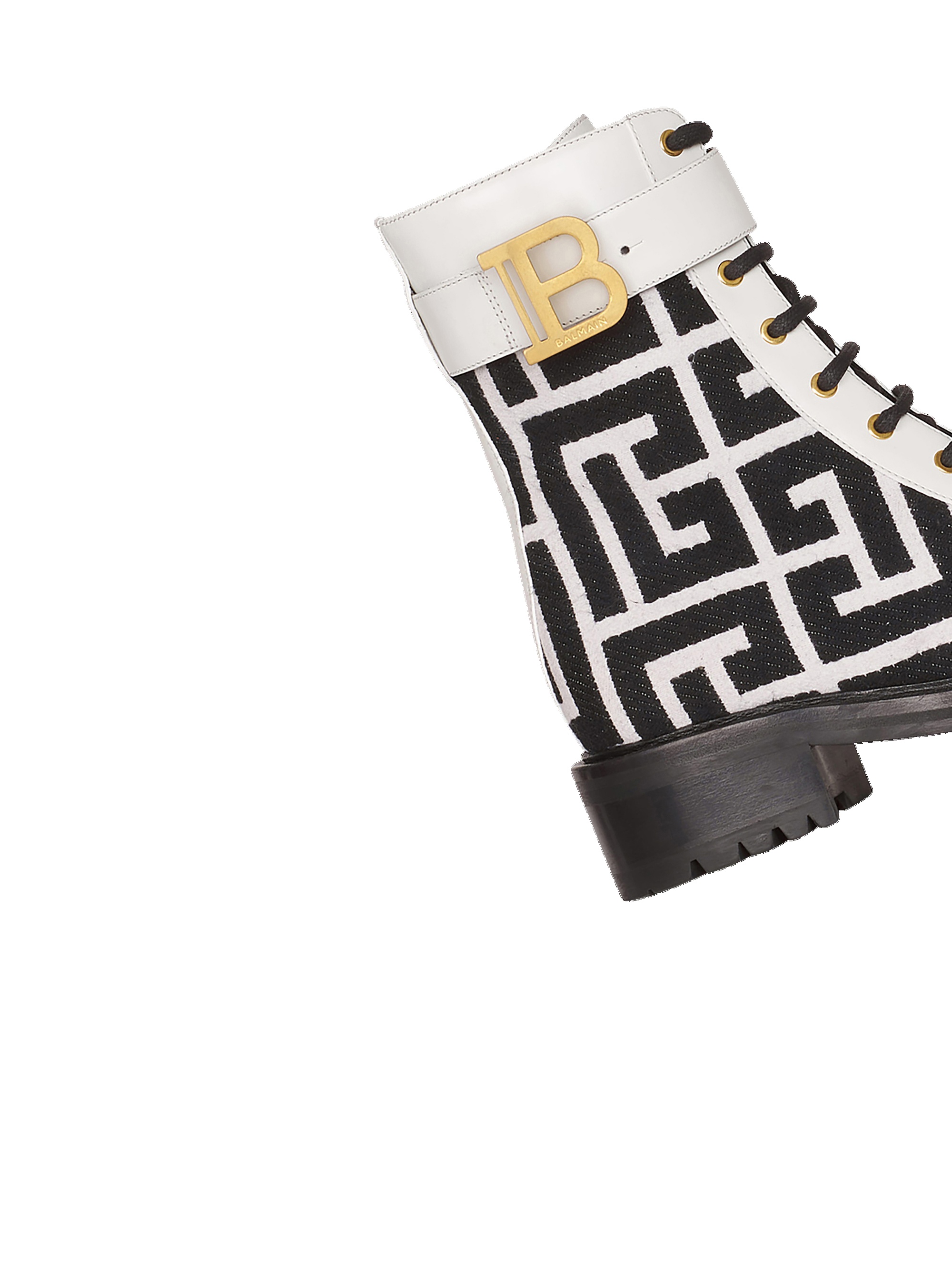 Bicolor jacquard Ranger Romy ankle boots with Balmain monogram - 6