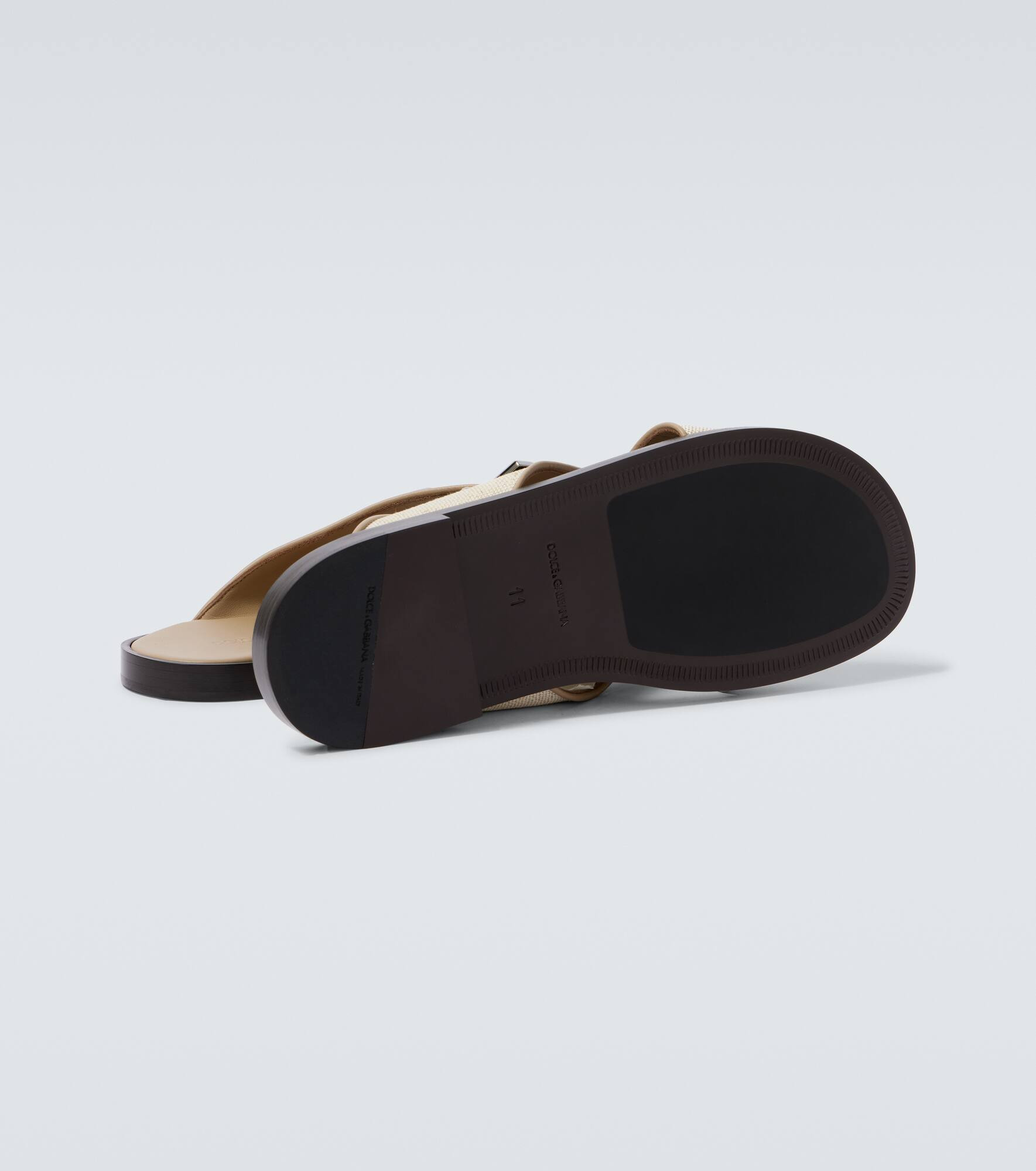 DG leather-trimmed canvas slides - 7