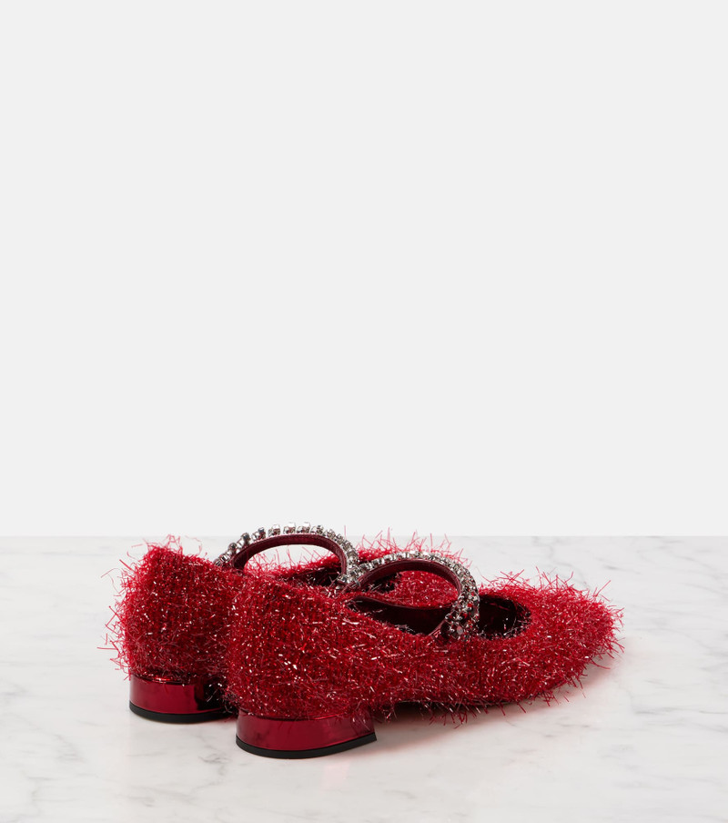 JIMMY CHOO Bing tinsel-embellished Mary Jane flats outlook